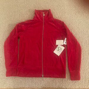 Designer (Joan Vass) velour, zipper front activewear jacket.